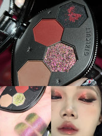 Girlcult 4 Color Eyeshadow Palette Shimmer Black Red Matte Chameleon Eye Shadow Vegan Halloween Make Up Sets Cosmetics Full Set Good Vibrations