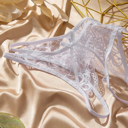 WarmSteps Sexy Women's Panties Transparent Open Crotch Underwear Hollow Out Female Thongs Erotic Lingerie Hot G-String Sweet Bow Good Vibrations Adult Super Store