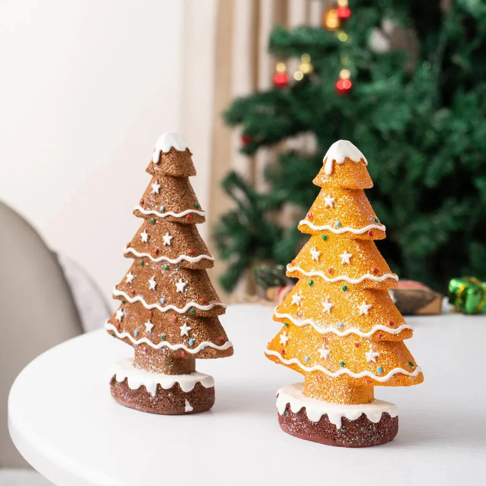 Festive Resin Gingerbread Christmas Tree Figurine, Holiday Tabletop Centerpiece Decor for Home Christmas Atmosphere Good Vibrations