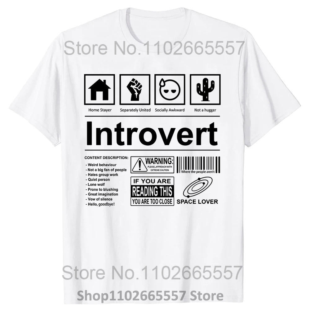 Introvert Logo T Shirt Funny Humor Introvers Joke T Shirts Summer Cotton Streetwear Humor Quotes Christmas Gifts T-shirt Good Vibrations