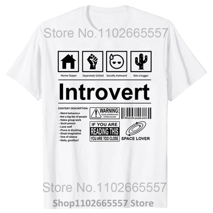 Introvert Logo T Shirt Funny Humor Introvers Joke T Shirts Summer Cotton Streetwear Humor Quotes Christmas Gifts T-shirt Good Vibrations