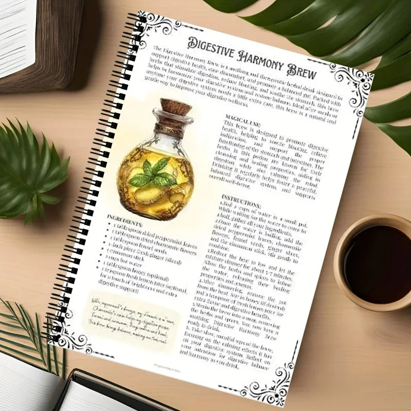 (1 book)  of herbal healing potion notebook, mysterious magic herb notebook, suitable for witchcraft practice bookA5 Good Vibrations