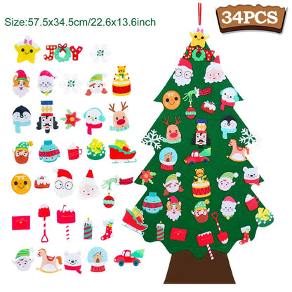 Kids DIY Felt Christmas Tree Merry Christmas Decorations For Home 2025 Christmas Ornaments Navidad 2026 New Year Gifts Xmas Tree Good Vibrations