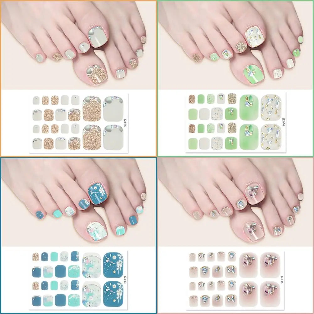 Nail Polish Film Toenail Stickers Solid Color Glitter Toe Nail Art Sticker DIY Waterproof Adhesive Nail Wraps Decals Decors Good Vibrations