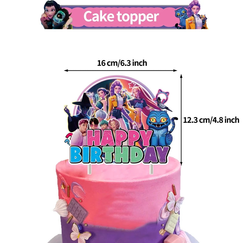 Kpop Demon Hunter Birthday Party Backdrop K Pop Demon Hunter Birthday Decoration Baby Shower Halloween Christmas Decorations Good Vibrations
