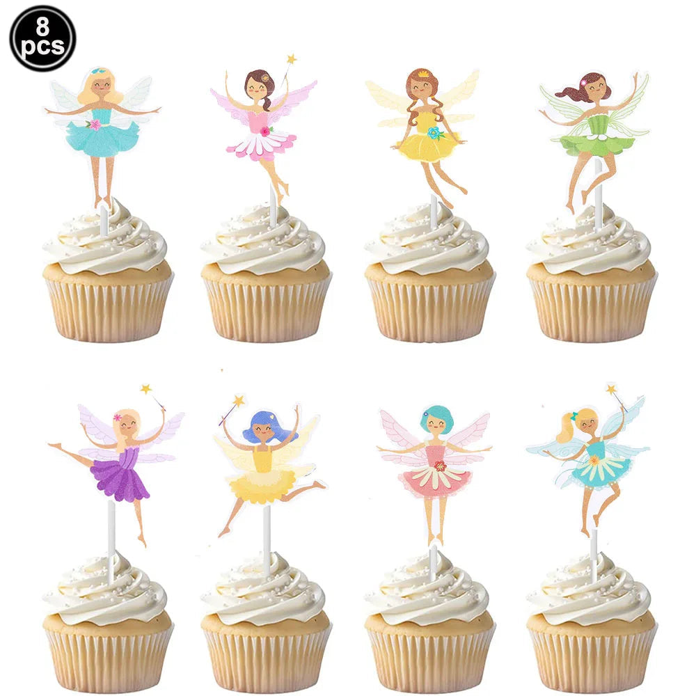 Fairy Party Supplies for Girl Birthday Fairies Enchanted Themed Baby Shower Party Decor Garden Flower Disposable Tableware Decor Good Vibrations