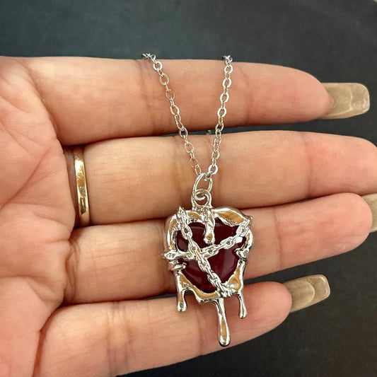 Gothic Cross Necklace for Women Men Punk Religious Crucifix Heart Amulet Necklaces Jewelry Gifts Good Vibrations