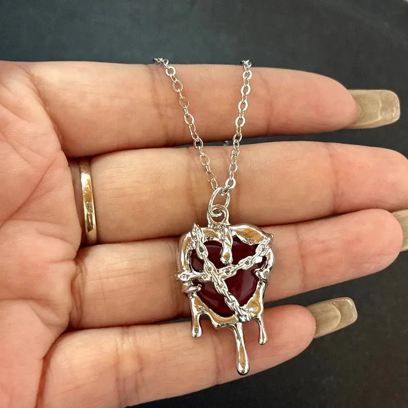 Gothic Cross Necklace for Women Men Punk Religious Crucifix Heart Amulet Necklaces Jewelry Gifts Good Vibrations