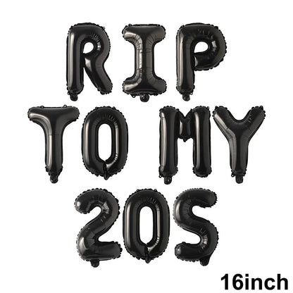Black 30th Birthday Decorations Women or Men Death to My Twenties Banner Number 30 Balloons Rip to My Bitrthay Decorations Good Vibrations