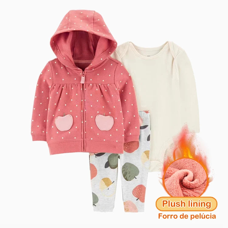 3pcs Baby Clothes Set for Newborns Toddler Girl Boy Clothes Hooded Jacket Trousers + Bodysuits 3pcs Child sets Infant Outfits Good Vibrations