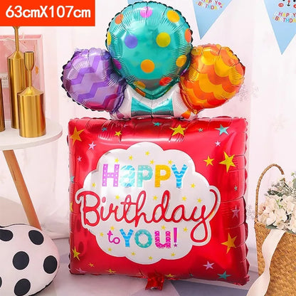 Happy Birthday Cake Aluminum Film Balloons Photo Props Supply Children Baby Birthday Party Decoration Sweet Photos Taking Ballon Good Vibrations