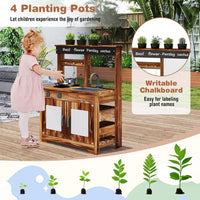 Mud Kitchen, Cedar Wood Outdoor Play Kitchen for Toddlers, Acrylic Board, Removable Sink, 4 Planting Cups, Kitchen Accessories, Good Vibrations