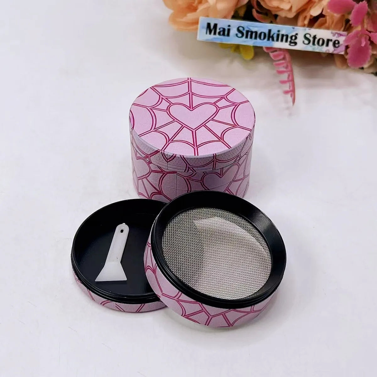 2inch Heart Herb Grinder 4-layer Manual Pepper Crusher Spice Mortar Salt Mill Raw Grass Tobacco Grinder Smoking Cigarette Tool Good Vibrations