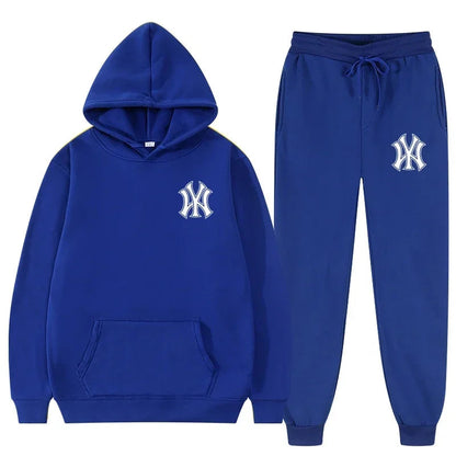 Men's running and fitness fashion casual sportswear set for autumn and winter, hooded sweatshirt + jogging pants two-piece set Good Vibrations
