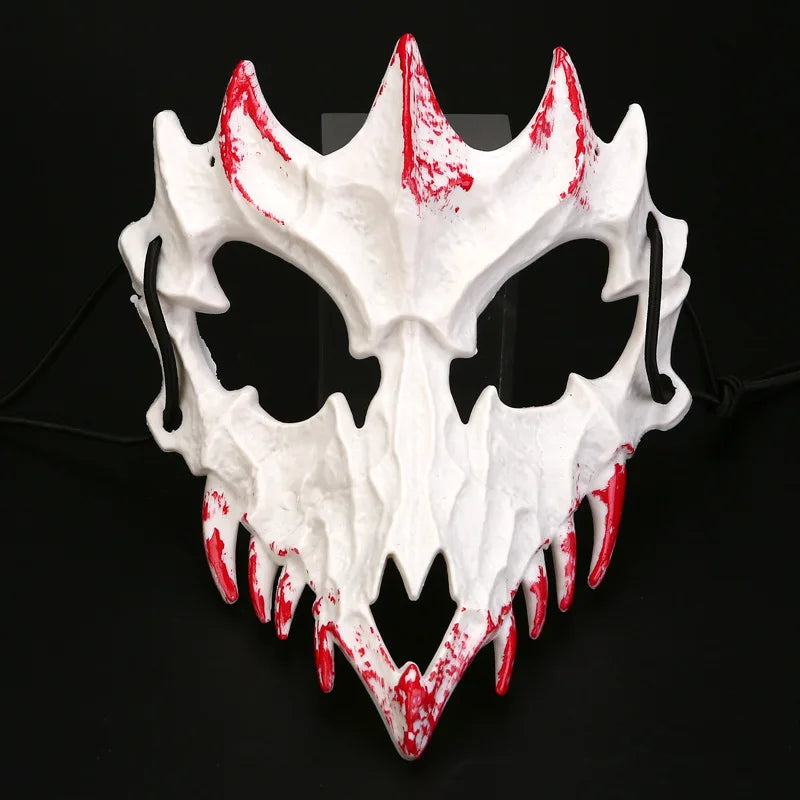 Halloween Bone Skull Masks Half-face Bloody Mask Cosplay Dragon God Fierce Tiger Night Fork Tengu Man Wolf Mask Party Decor Prop Good Vibrations