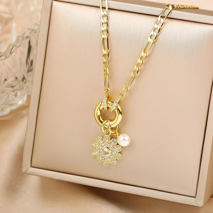 New Arrival Luxury Botanical Flower Sunflower Zirconia Pendant Necklace Glamorous for Woman Girl New Trend Neck Jewelry Gift Good Vibrations Adult Super Store