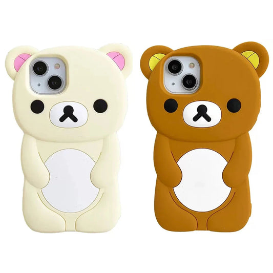 Rilakkuma Bear Silicone Soft Cover Case For iPhone 17 16 15 14 13 12 11 Pro Max mini Plus Xs XR 6 7 8 Plus Good Vibrations