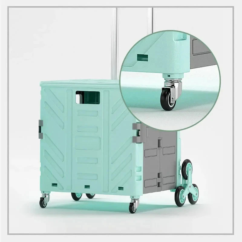 Home Supplies Trolley Shopping Storage Containers Folding Cart Plastic Shopping Cart Vehicle Mounted Storage Box Bag On Wheels Good Vibrations
