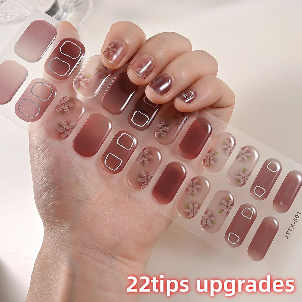 UV Semi-Cured Gel Nail Wraps Stickers Strips French Long Lasting Full Cover LED Gel Semi Cured Nail Sliders For Nail Extension & Good Vibrations