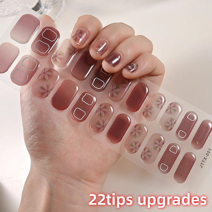 UV Semi-Cured Gel Nail Wraps Stickers Strips French Long Lasting Full Cover LED Gel Semi Cured Nail Sliders For Nail Extension & Good Vibrations