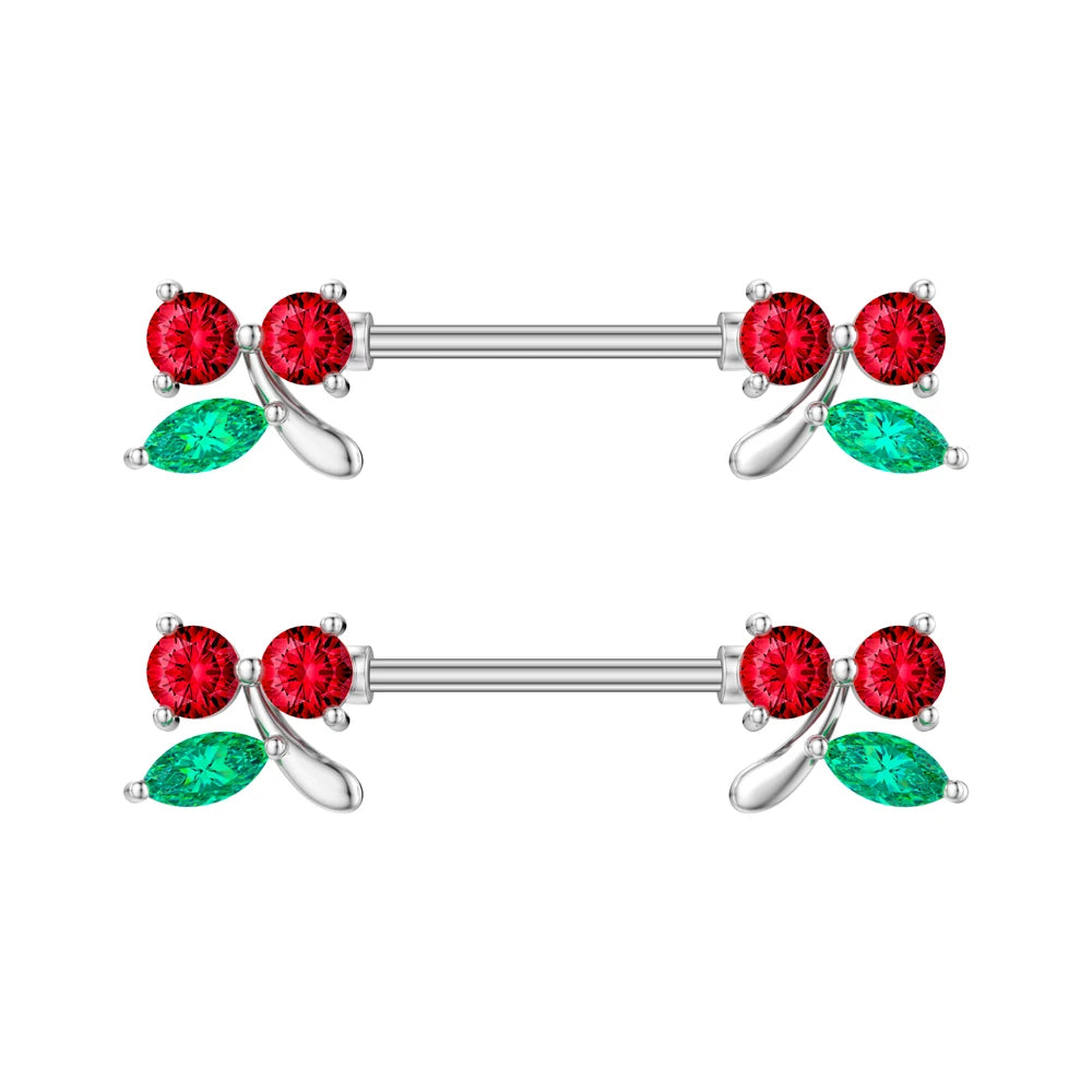 2pcs Both Sides Screwed Heart Nipple Ring for Women Girls 14G Stainless Blue Pink Zircon Sexy Nipple piercing nombril Nipple Bar Good Vibrations