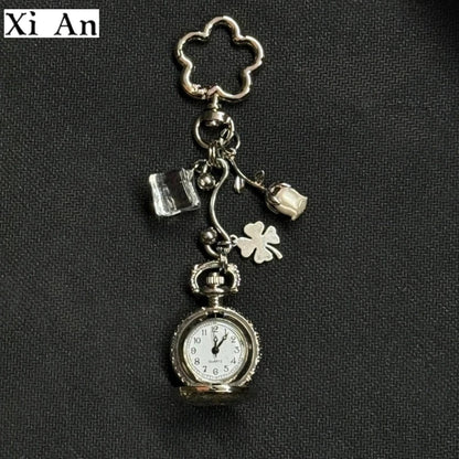 Original Hollow Heart Pocket Watch Chain keychain Design Steampunk Clock Vintage Necklace Pendant Jewelry Watch Men Women Gift Good Vibrations