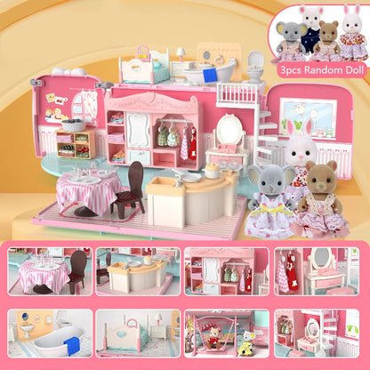 Dollhouse Koala Tour Bus Diary Girl Play House Toy Diy Bedroom Dresser Dining Kitchen Bathroom Shop Pretend Family Toys Girls Good Vibrations