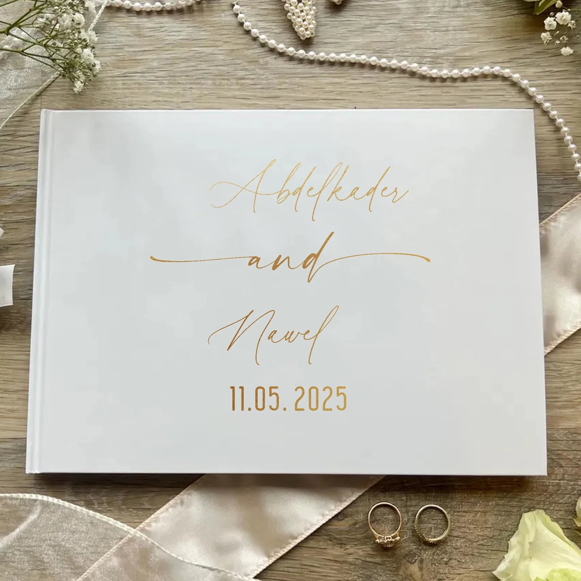 Personalized Guest Book for Wedding Noble Message Photo Album Simple Elegant Horizontal Wedding Reception Signing Book Good Vibrations