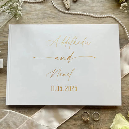 Personalized Guest Book for Wedding Noble Message Photo Album Simple Elegant Horizontal Wedding Reception Signing Book Good Vibrations