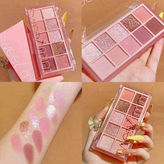 10 Colors Eye Shadow Palette Glitter Pearly Eyeshadow Nude Shiny Long Lasting Waterproof Charming Eyes Make Up Palette Cosmetics Good Vibrations