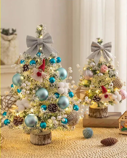 45CM Mini Christmas Tree Desktop Decorations with LED Lights Xmas New Year 2024 Ornaments Home Office Party Decors Festival Gift Good Vibrations