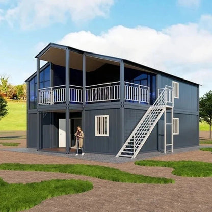 Double Storey Container House Modular House Design 20ft 40ft Custom 2/3/4 Bedrooms for Work Office Warehouse Portable House Good Vibrations