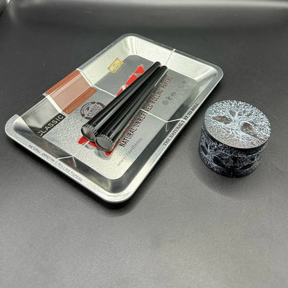 Manual 5cm Crusher Metal Grass Grinder TinPlate 18x12.5cm Rolling Tray Smell Proof Storage Tube Tobacco Herbal Set Cigar Tool Good Vibrations Adult Super Store