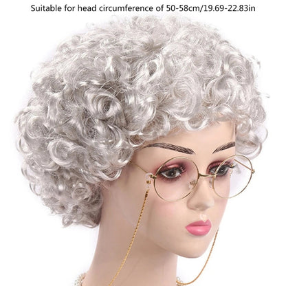 Kids Old Lady Wigs Short Gray Wigs Natural Lookings Halloween Cosplays Party Wigs Granny Costume Grandma Wigs for Girls Good Vibrations