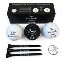 Funny Golf Gifts Set for Men Novelty Golf Gift Included 3 Golf Balls + 3 Golf Tees + 1 Ball Marker Perfect Golfer Gift Good Vibrations