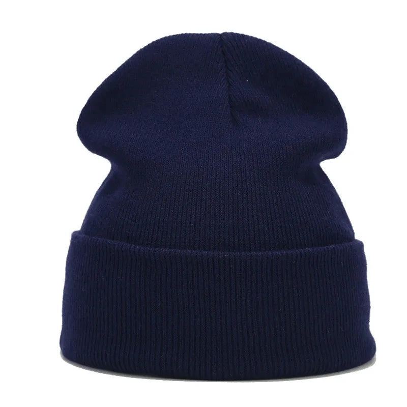 Knitted hats for men and women in autumn and winter, pure color, simple and versatile. Knitted hats with pullovers and cold hats Good Vibrations