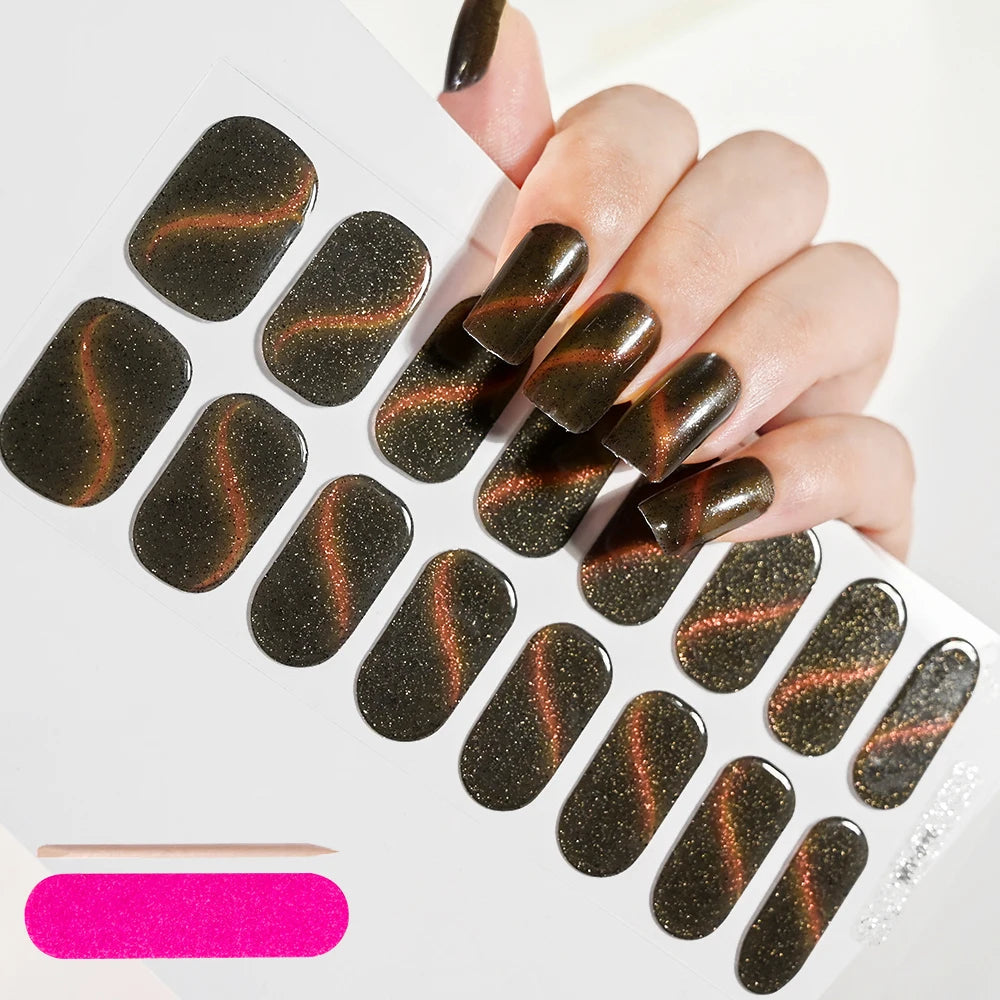 UV Semi-Cured Gel Nail Wraps Stickers Strips French Long Lasting Full Cover LED Gel Semi Cured Nail Sliders For Nail Extension & Good Vibrations
