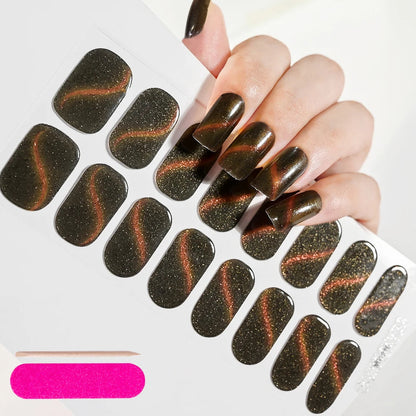 UV Semi-Cured Gel Nail Wraps Stickers Strips French Long Lasting Full Cover LED Gel Semi Cured Nail Sliders For Nail Extension & Good Vibrations
