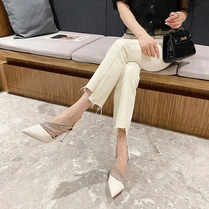 Women Evening Party High Heels New  Pumps Elegant Ladies Pointed To Black  Strappy Stripper Shoes for Women Good Vibrations