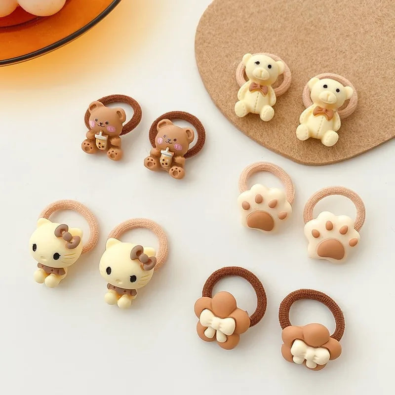 Kawaii Cartoon Baby Small Scrunchies Cute Children Girls Kids Elastic Hair Rubber Bands Accessories Tie Hair Ring Rope Headdress Good Vibrations