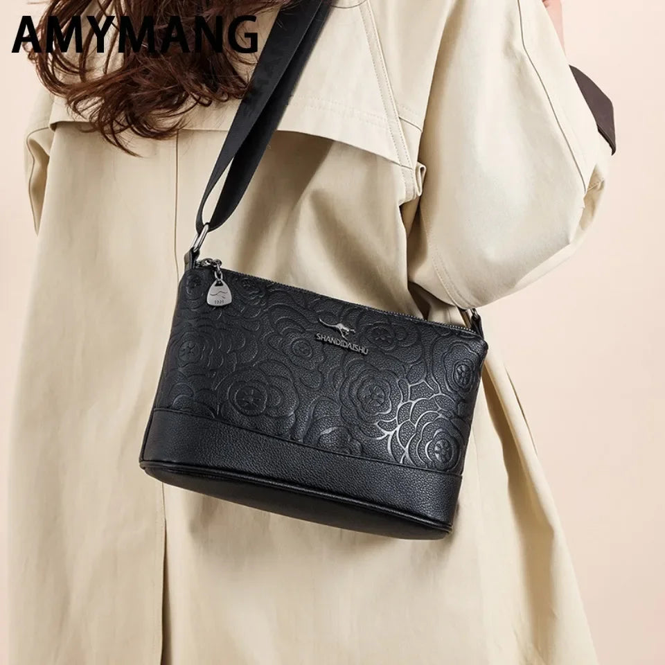 3 Pocket Design Women's Handbag Large Capacity PU Leather Women Tote Bags Fashionable Printing Simple Female Crossbody Bolsas Good Vibrations