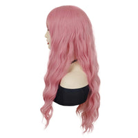 Synthetic Cosplay Pink Wigs Long Water Wavy Wig with Bangs for Women Girls Halloween Wig Costume Carnival Party Christmas Use Good Vibrations