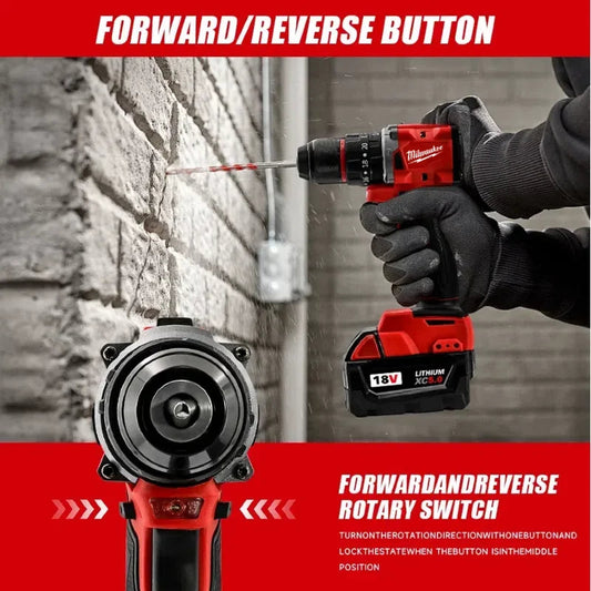 Milwaukee 150N.m Brushless Electric Drill 20+3 Torque Small Drill Cordless Impact Drill Hammer Multifunctional  Power Tools Good Vibrations