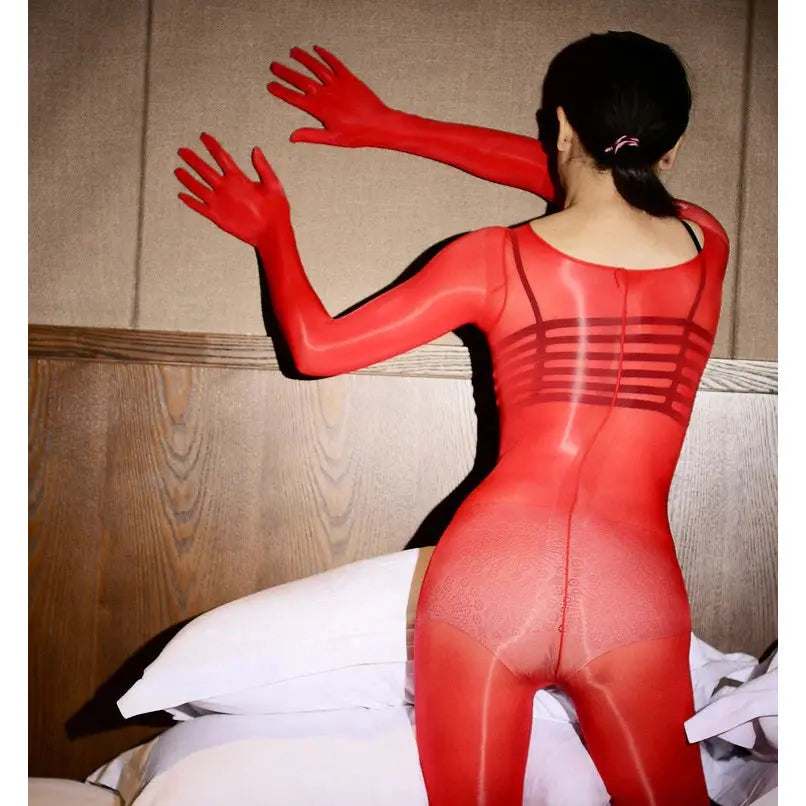 Glossy Shiny Separate Fingers Toes Bodystocking Penis Sheath Close Open Crotch Bodysuit Tights Sheer Hot Sexy Jumpsuit Lingerie GOOD Vibrations