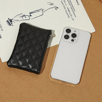 Women Small Coin Purse PU Leather Zipper Wallets Pouch Plaid Print Change Purses Business Card Holder Ladies Mini Coin Bag Good Vibrations