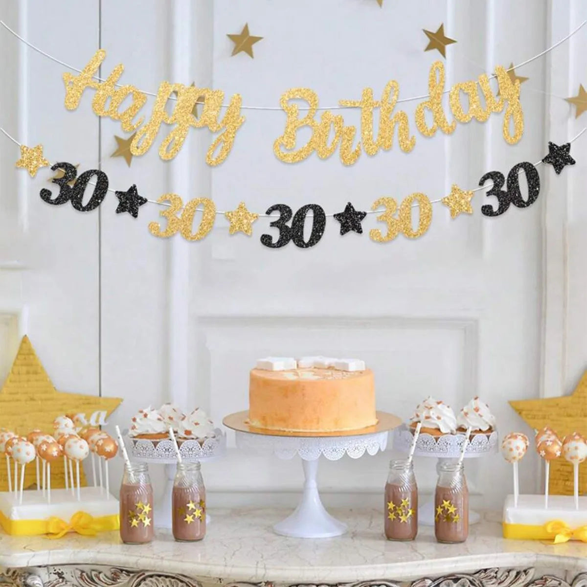 18th 20th 30th 40th 50th Birthday Party decor Supplies for Men Women Black and Gold 18th~60th Years Old Party banner Decoration Good Vibrations
