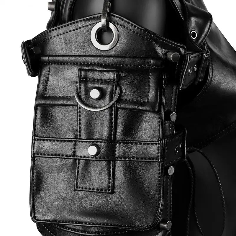 Punk PU Leather Shoulder Bag Steampunk Armor Decor Gothic Motorcycle Purse Medieval Crossbody Bag Halloween Cos Accessory Good Vibrations