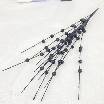 Christmas Tree Decoration, Fake Glitter Berry Leave, Dried Branch, Golden Powder, Flower Material, New Year Party, 1Pc, 12 Forks Good Vibrations