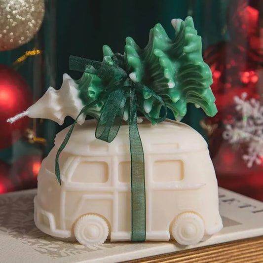 Christmas Tree Car Silicone Aromatherapy Candle Mold 3D Cedar Bus Shape DIY Plaster Resin Making Tool Handmade Party Favor Decor Good Vibrations