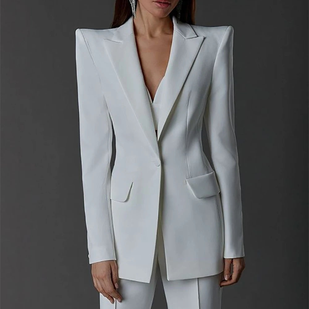 Vintage Women Wedding Suits Set 2 Pcs Blazer+Pants Formal Pantsuit Business Office Slim Fit  Peaky Blinders Takım Elbise Good Vibrations